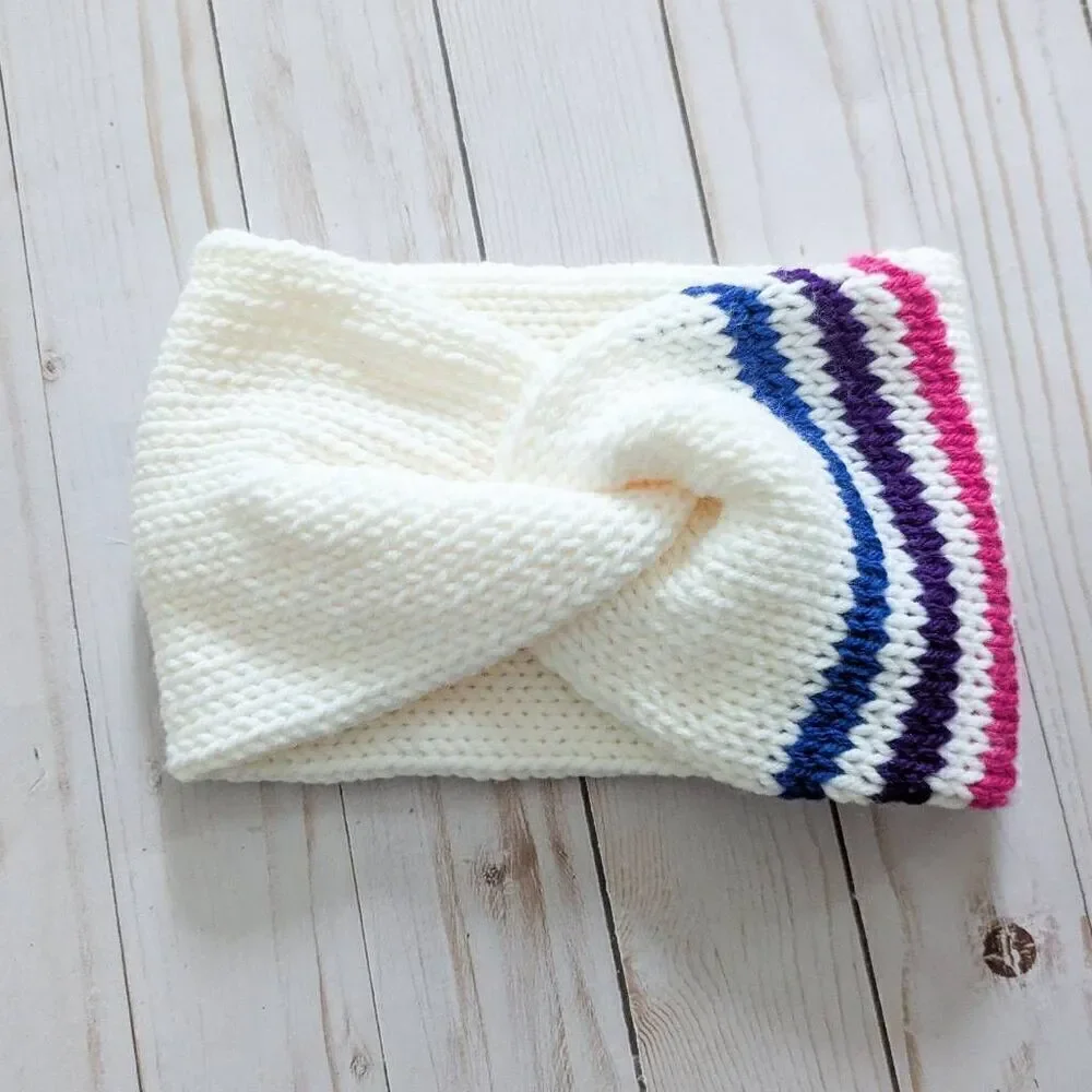 Handmade Bisexual Pride Striped Knit Headband